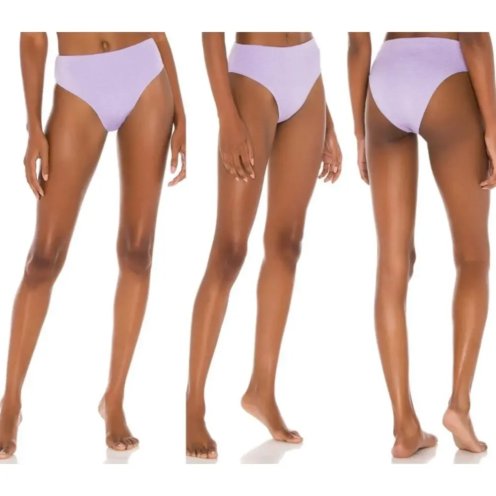 NEW FRANKIES BIKINIS Bikini Bottom Size Large Grotto High Waist Lilac Swim NWOT